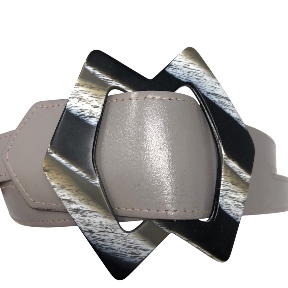 Lucia‎ Double Leather Belt with Double Diamond Shaped Buckle S/M